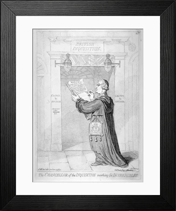 Framed Print : The Chancellor of the Inquisition marking the incorrigibles, 1793 Framed Print : The Chancellor of the Inquisition marking the incorrigibles, 1793