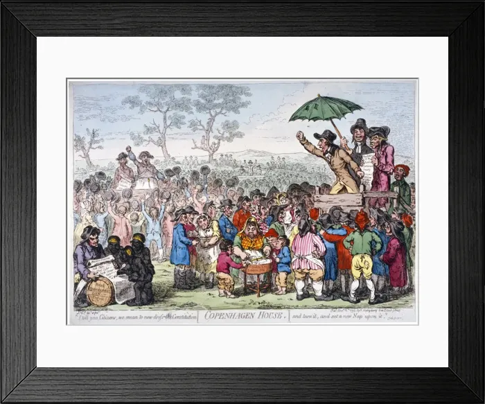 Framed Print : Election fair, Copenhagen Fields, London, 1795. Artist: James Gillray Framed Print : Election fair, Copenhagen Fields, London, 1795. Artist: James Gillray