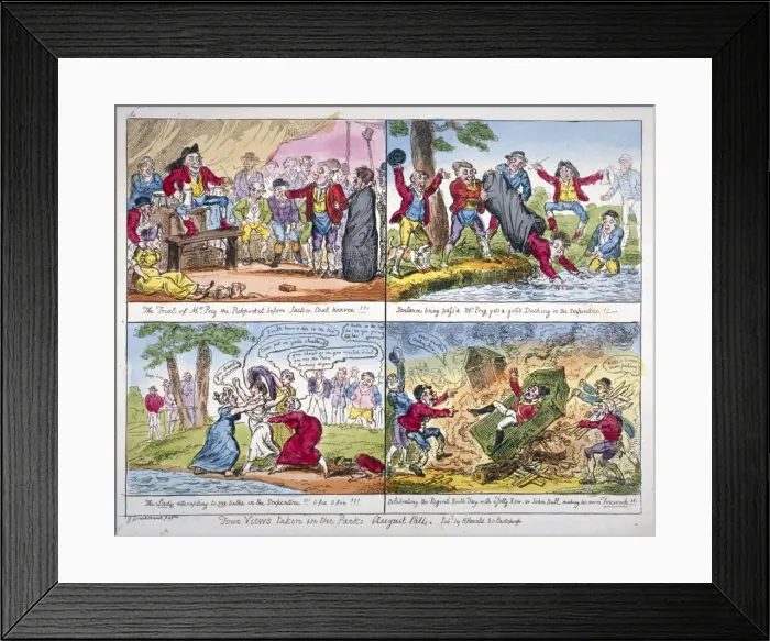 Framed Print : Four views taken in the parks, 1814. Artist: George Cruikshank Framed Print : Four views taken in the parks, 1814. Artist: George Cruikshank