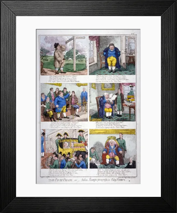 Framed Print : The civic chair - or - John Lumps progress in City honors, c1815 Framed Print : The civic chair - or - John Lumps progress in City honors, c1815