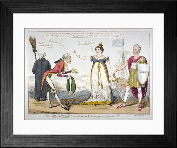 Framed Print : The secret insult! or bribery & corruption rejected!!!, 1820 Framed Print : The secret insult! or bribery & corruption rejected!!!, 1820