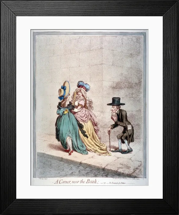 Framed Print : A corner, near the Bank; - or - an example for fathers, 1797. Artist Framed Print : A corner, near the Bank; - or - an example for fathers, 1797. Artist