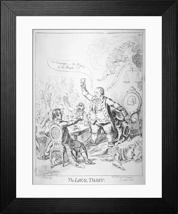 Framed Print : The loyal toast, 1798. Artist: James Gillray Framed Print : The loyal toast, 1798. Artist: James Gillray