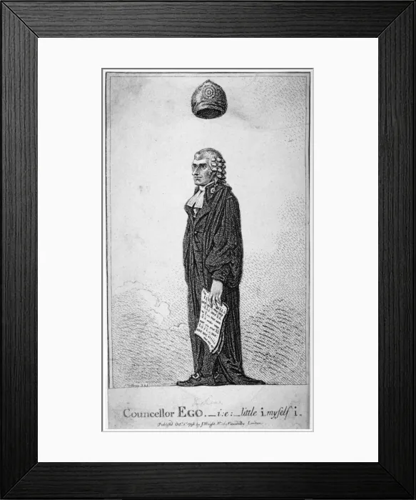 Framed Print : Councellor Ego - ie - little i, myself i, 1798. Artist: James Gillray Framed Print : Councellor Ego - ie - little i, myself i, 1798. Artist: James Gillray