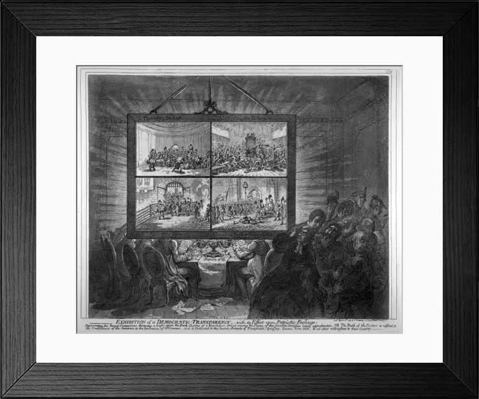 Framed Print : Exhibition of a democratic-transparency, - with its effect upon patriotic feelings Framed Print : Exhibition of a democratic-transparency, - with its effect upon patriotic feelings