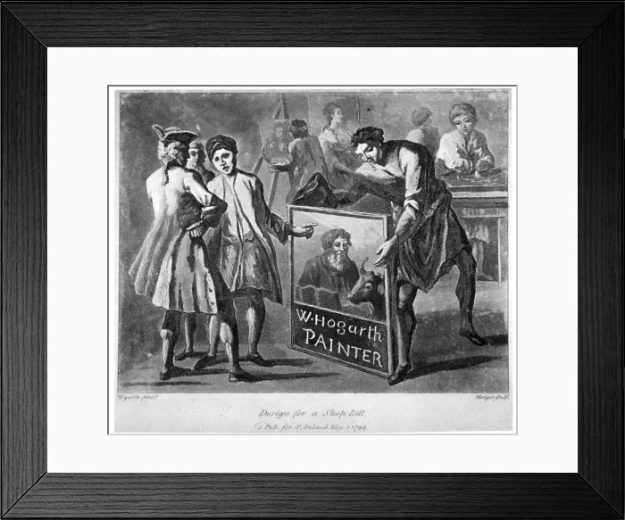 Framed Print : Design for a shop-bill, 1799. Artist: M Merigot Framed Print : Design for a shop-bill, 1799. Artist: M Merigot