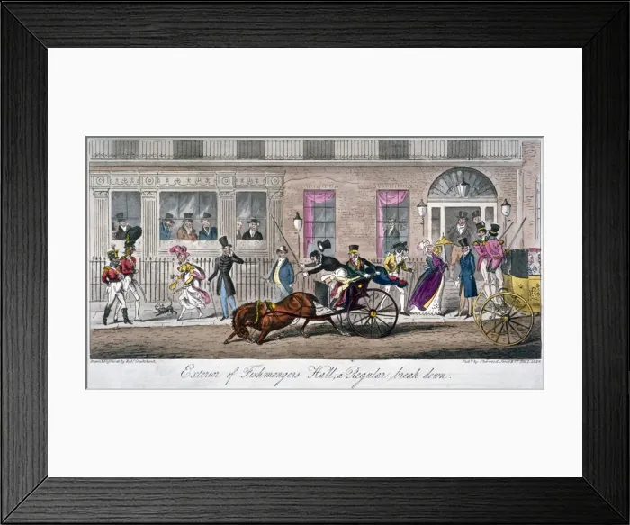 Framed Print : Exterior of Fishmongers Hall, a Regular break down, 1824 Framed Print : Exterior of Fishmongers Hall, a Regular break down, 1824