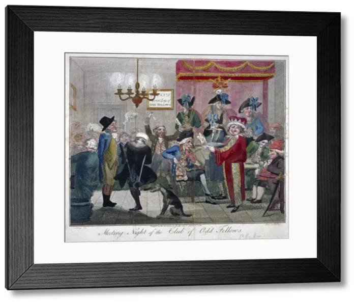 Framed Print : Meeting Night of the Club of Odd Fellows, 1789. Artist: John Barlow Framed Print : Meeting Night of the Club of Odd Fellows, 1789. Artist: John Barlow