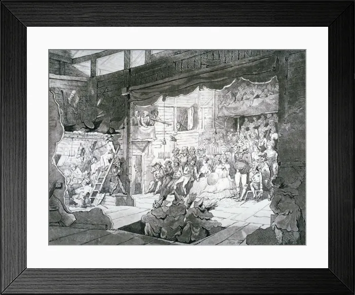 Framed Print : A country theatre, 1790. Artist: T Wright Framed Print : A country theatre, 1790. Artist: T Wright