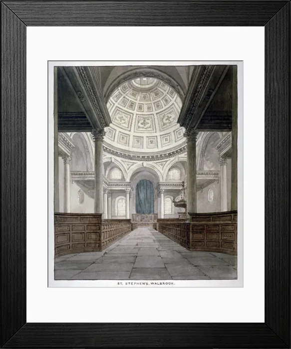 Framed Print : Church of St Stephen Walbrook, City of London, c1840 Framed Print : Church of St Stephen Walbrook, City of London, c1840