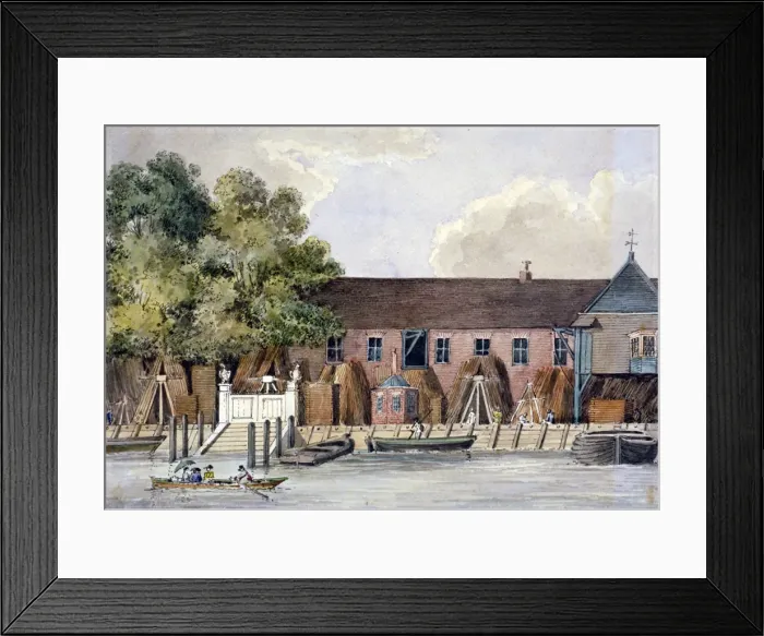 Framed Print : View of the Steelyard from the River Thames, Upper Thames Street, London, c1801 Framed Print : View of the Steelyard from the River Thames, Upper Thames Street, London, c1801