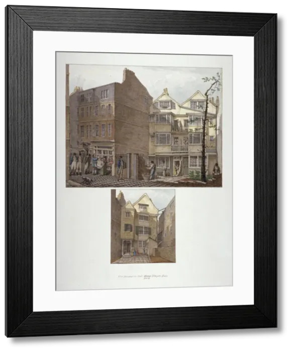 Framed Print : Two views of 17th century houses in Little Bell Alley, City of London, 1818. Artist Framed Print : Two views of 17th century houses in Little Bell Alley, City of London, 1818. Artist