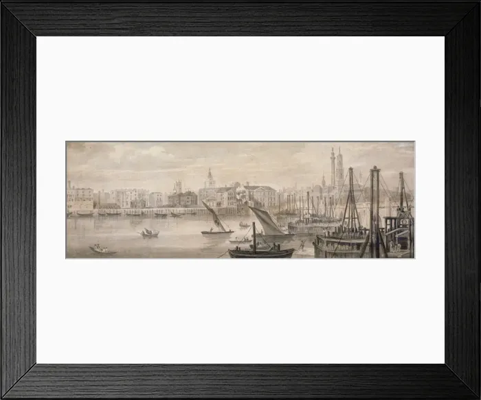 Framed Print : Old London Bridge, 1826. Artist: F Jackson Framed Print : Old London Bridge, 1826. Artist: F Jackson