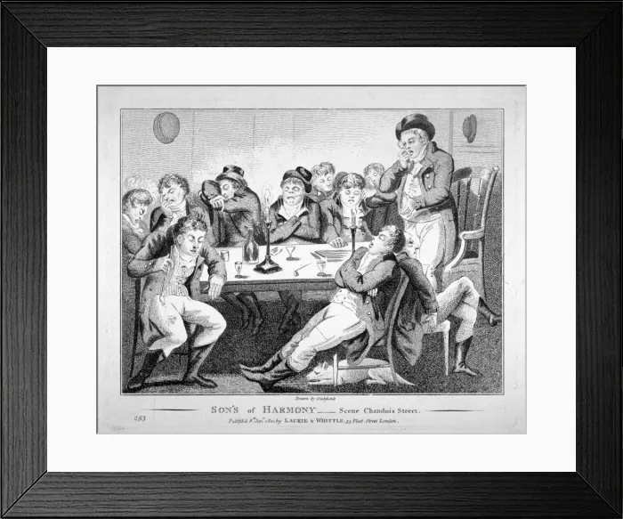 Framed Print : Sons of harmony - scene Chandois Street, 1801 Framed Print : Sons of harmony - scene Chandois Street, 1801