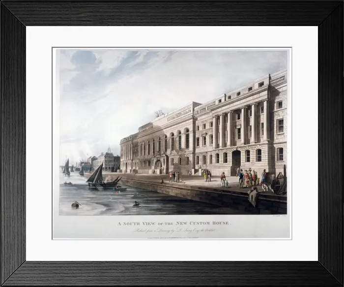 Framed Print : Custom House, City of London, 1817. Artist: Joseph Constantine Stadler Framed Print : Custom House, City of London, 1817. Artist: Joseph Constantine Stadler