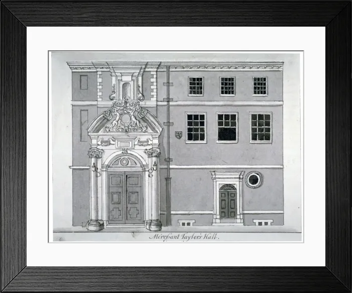 Framed Print : Threadneedle Street front, Merchant Taylors Hall, City of London, c1780 Framed Print : Threadneedle Street front, Merchant Taylors Hall, City of London, c1780