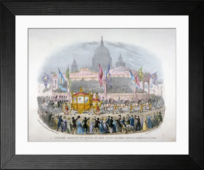 Framed Print : Royal coach passing St Pauls Cathedral, City of London, 1837 Framed Print : Royal coach passing St Pauls Cathedral, City of London, 1837