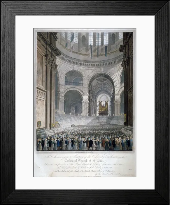 Framed Print : Anniversary meeting of the charity children in St Pauls Cathedral, City of London, 1826 Framed Print : Anniversary meeting of the charity children in St Pauls Cathedral, City of London, 1826