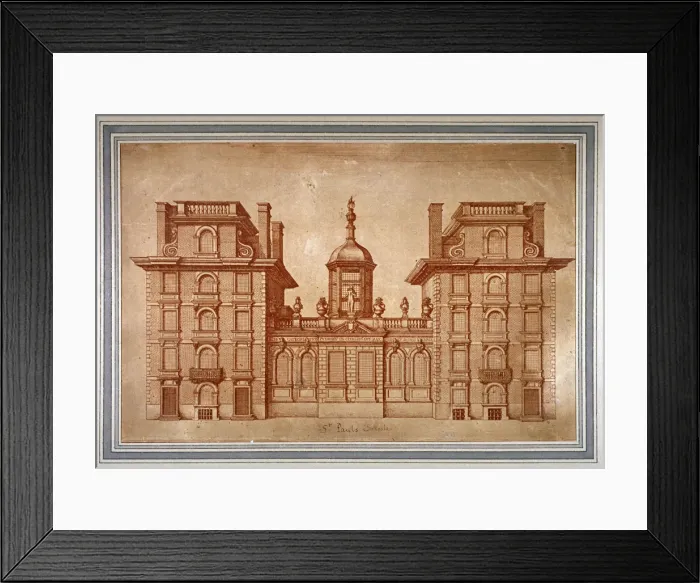 Framed Print : View of St Pauls School, City of London, c1670 Framed Print : View of St Pauls School, City of London, c1670