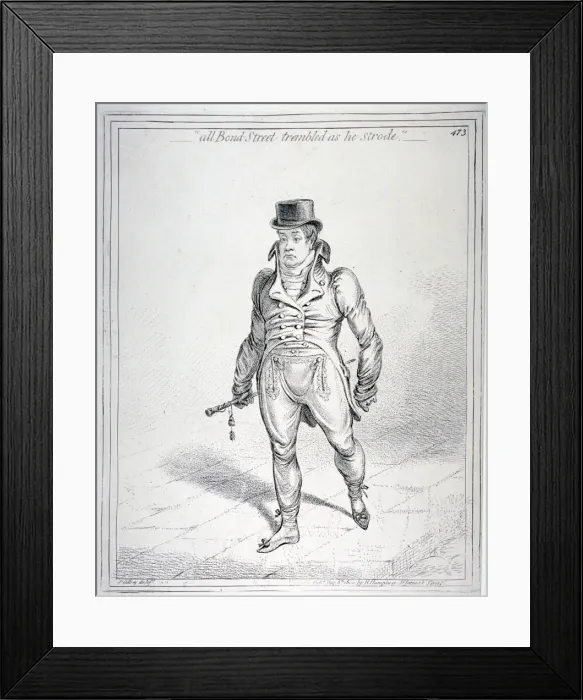Framed Print : All Bond Street trembled as he strode, 1802. Artist: James Gillray Framed Print : All Bond Street trembled as he strode, 1802. Artist: James Gillray
