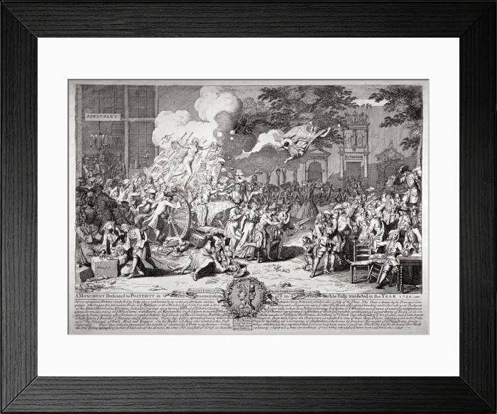 Framed Print : A satire on the South Sea Bubble, 1720. Artist: B Baron Framed Print : A satire on the South Sea Bubble, 1720. Artist: B Baron