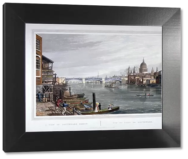 View of the east side of Southwark Bridge, London, 1820. Artist