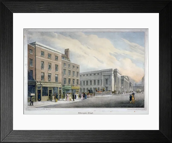 Framed Print : Aldersgate Street, City of London, c1830. Artist: Nathaniel Whittock Framed Print : Aldersgate Street, City of London, c1830. Artist: Nathaniel Whittock