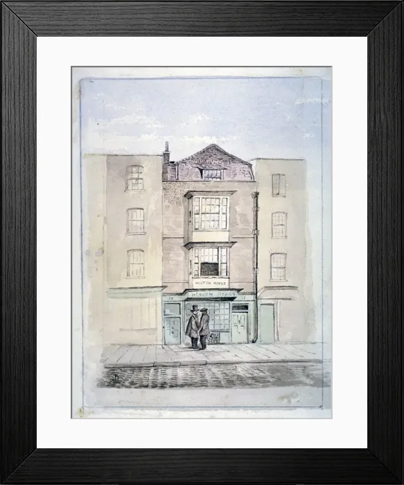 Framed Print : View of Miltons house in Barbican, City of London, 1864. Artist: J Benny Framed Print : View of Miltons house in Barbican, City of London, 1864. Artist: J Benny