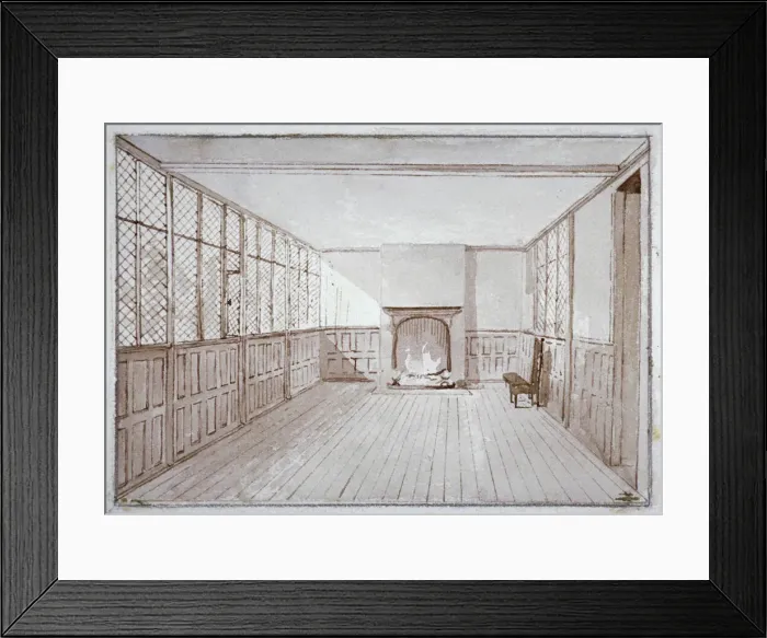 Framed Print : Interior view of Miltons school room in Barbican, City of London, 1864 Framed Print : Interior view of Miltons school room in Barbican, City of London, 1864
