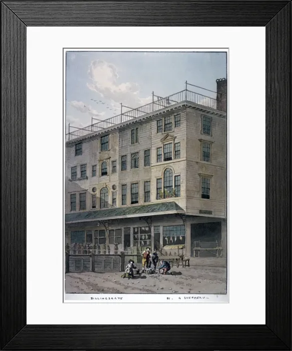 Framed Print : Billingsgate Market, City of London, c1810. Artist: George Shepherd Framed Print : Billingsgate Market, City of London, c1810. Artist: George Shepherd
