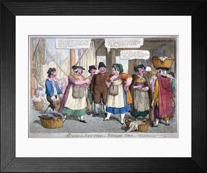Framed Print : Scandal refuted, or Billingsgate virtue, 1818. Artist: C Williams Framed Print : Scandal refuted, or Billingsgate virtue, 1818. Artist: C Williams