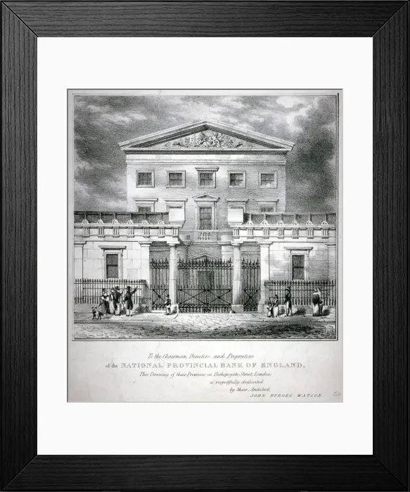 Framed Print : View of the National Provincial Bank at no 112 Bishopsgate Street, City of London, c1840 Framed Print : View of the National Provincial Bank at no 112 Bishopsgate Street, City of London, c1840