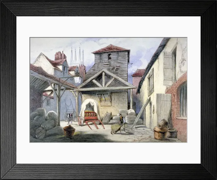Framed Print : Courtyard of the Rose Inn, Farringdon Street, City of London, 1838