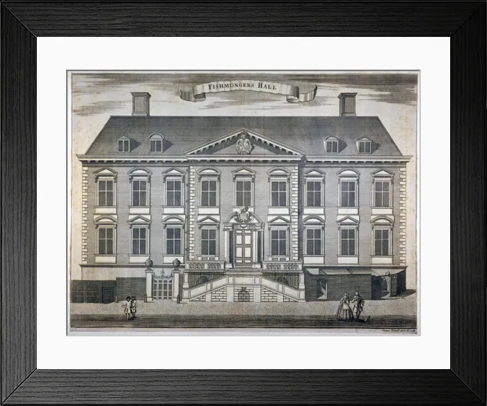 Framed Print : Fishmongers Hall, City of London, c1750. Artist: Sutton Nicholls Framed Print : Fishmongers Hall, City of London, c1750. Artist: Sutton Nicholls