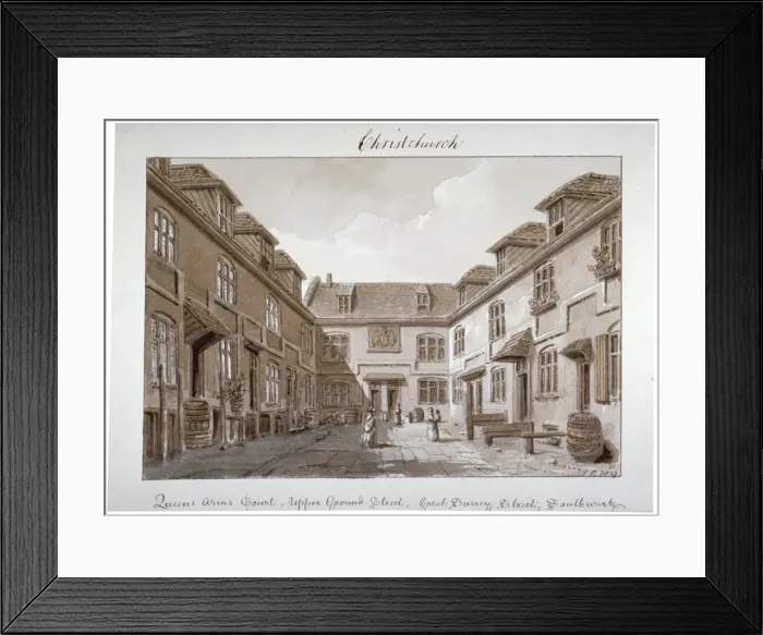 Framed Print : View of Queens Court, Upper Ground Street, Southwark, London, 1827 Framed Print : View of Queens Court, Upper Ground Street, Southwark, London, 1827