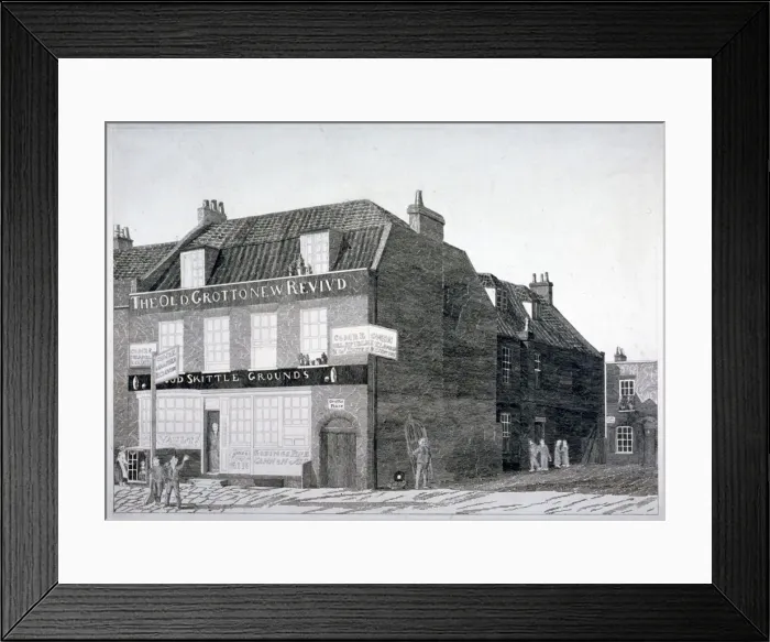Framed Print : South-east view of the Grotto Inn, St Georges Street, Southwark, London, 1825. Artist Framed Print : South-east view of the Grotto Inn, St Georges Street, Southwark, London, 1825. Artist