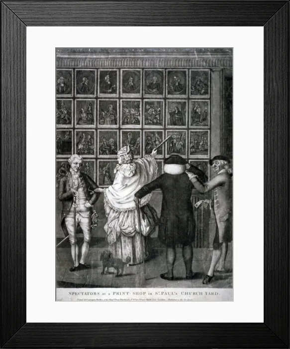 Framed Print : Spectators at a print shop in St Pauls Church Yard, c1770 Framed Print : Spectators at a print shop in St Pauls Church Yard, c1770
