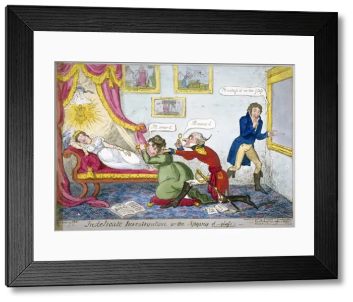 Framed Print : Indelicate Investigation or the Spying D-glass s, 1813. Artist: George Cruikshank
