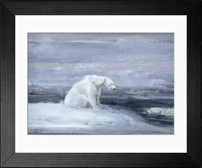 Framed Print : Polar Bears watching for Seals at an Ice Hole, c1867-1910. Artist: John MacAllan Swan Framed Print : Polar Bears watching for Seals at an Ice Hole, c1867-1910. Artist: John MacAllan Swan
