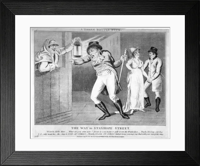 Framed Print : A three bottle buck. The way to Stanhope Street, 1803 Framed Print : A three bottle buck. The way to Stanhope Street, 1803