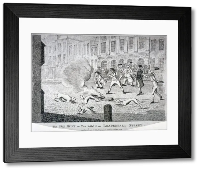 Framed Print : The fox hunt or view holla! from Leadenhall Street, 1784 Framed Print : The fox hunt or view holla! from Leadenhall Street, 1784