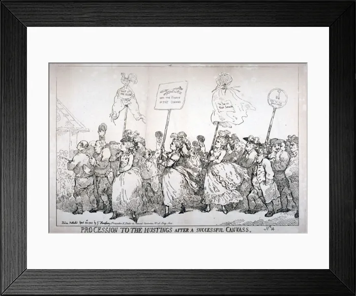 Framed Print : Procession to the hustings after a successful canvass, no: 14, 1784 Framed Print : Procession to the hustings after a successful canvass, no: 14, 1784