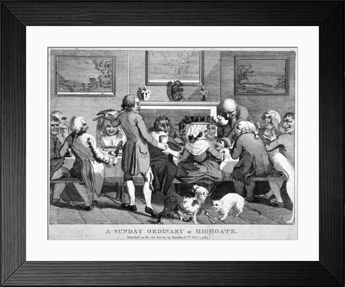 Framed Print : A Sunday ordinary at Highgate, 1784 Framed Print : A Sunday ordinary at Highgate, 1784