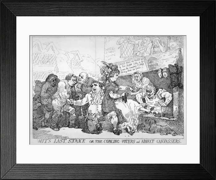 Framed Print : Wits last stake... 1784. Artist: Thomas Rowlandson Framed Print : Wits last stake... 1784. Artist: Thomas Rowlandson