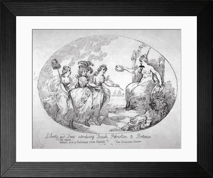 Framed Print : Liberty and Fame introducing Female Patriotism to Britania, 1784 Framed Print : Liberty and Fame introducing Female Patriotism to Britania, 1784
