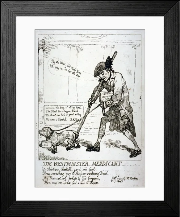 Framed Print : The Westminster mendicant, 1784. Artist: Thomas Rowlandson Framed Print : The Westminster mendicant, 1784. Artist: Thomas Rowlandson