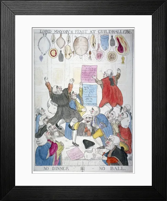 Framed Print : Lord Mayors feast at Guildhall, 1786, no dinner - no ball, 1786 Framed Print : Lord Mayors feast at Guildhall, 1786, no dinner - no ball, 1786