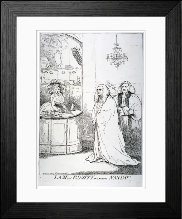 Framed Print : Law and equity, or a peep at Nando s, 1787 Framed Print : Law and equity, or a peep at Nando s, 1787