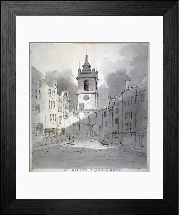 Framed Print : Church of St Giles without Cripplegate from Fore Street, City of London, 1790. Artist Framed Print : Church of St Giles without Cripplegate from Fore Street, City of London, 1790. Artist