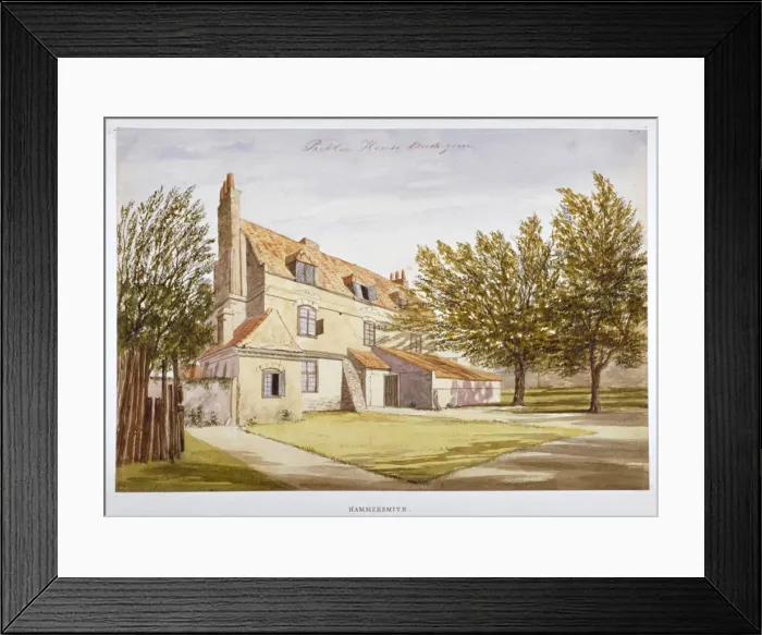Framed Print : View of a public house, Brook Green, Hammersmith, London, c1820 Framed Print : View of a public house, Brook Green, Hammersmith, London, c1820